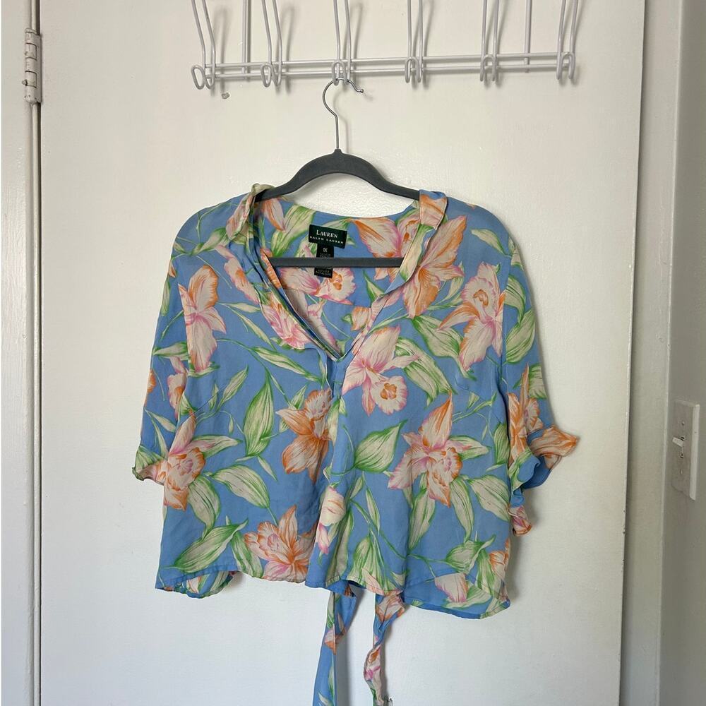 Ralph Lauren Vintage 100% Silk Hawaiian Wrap-Top